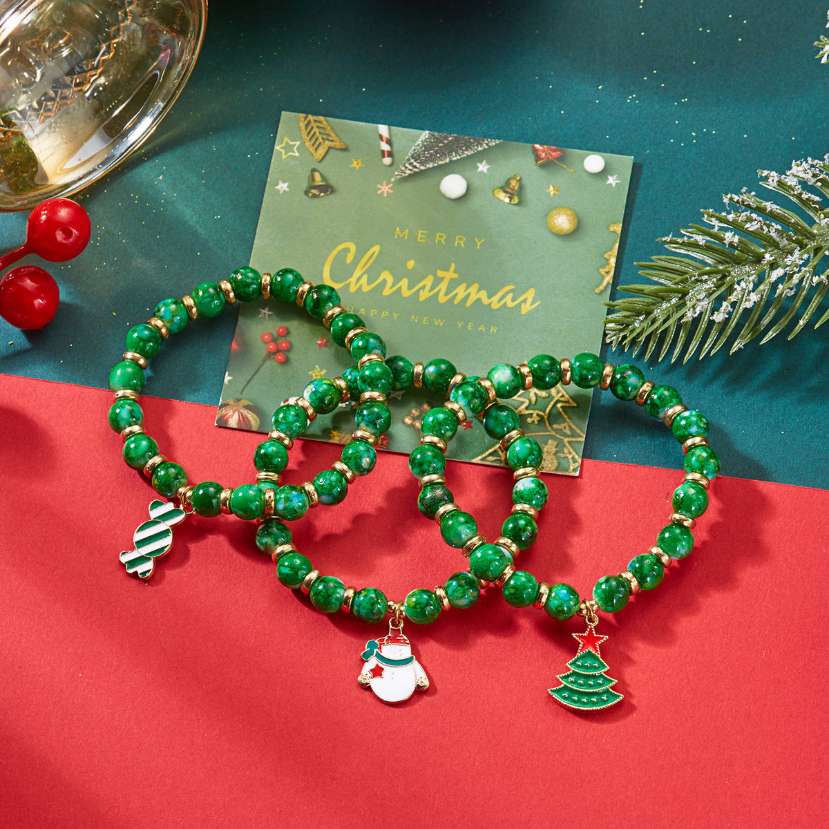 Christmas Beaded Bracelets Three Colors · mproduct-3612fec77f0f45e5346d
