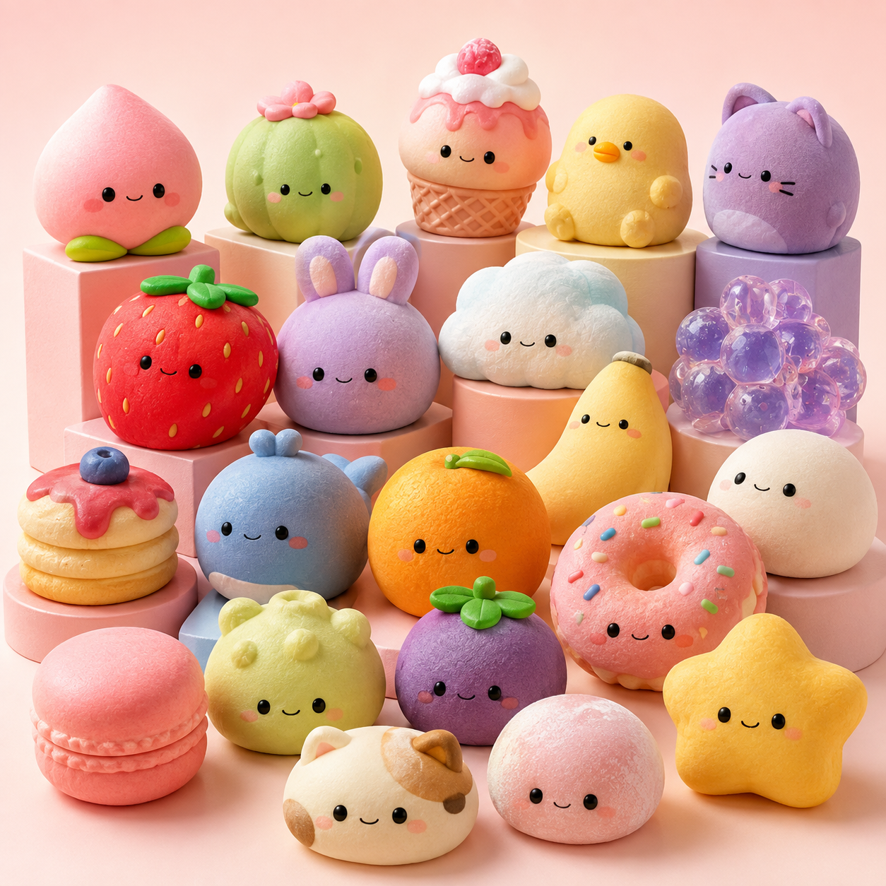 A colourful collection of squishy toys