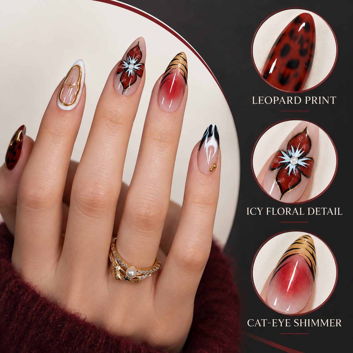 Mountain Dusk Leopard Cat Eye Press On Nail Set
