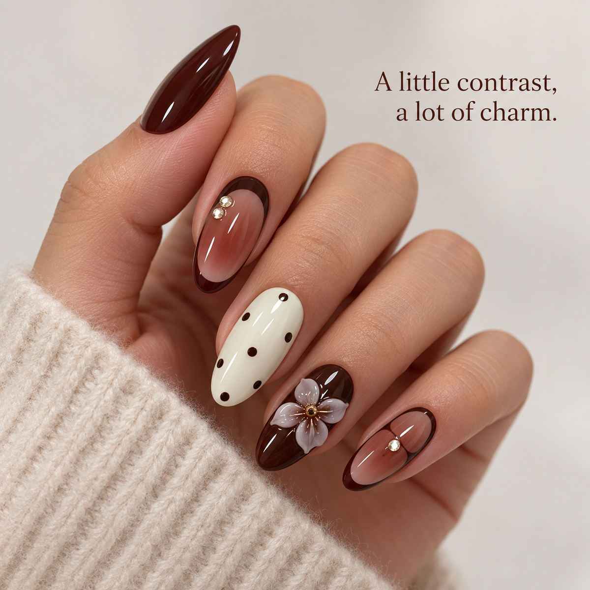 Red Chestnut Cream Lily Polka Dot Press On Nail Set · mproduct-0b7175aebd335d745cc2