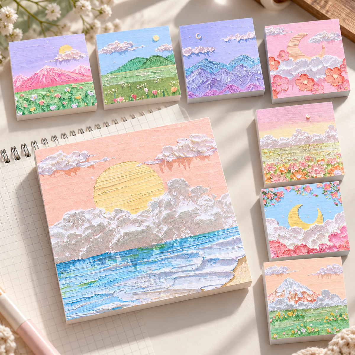 Oil-Painting Style Sticky Notes – 80 Pages