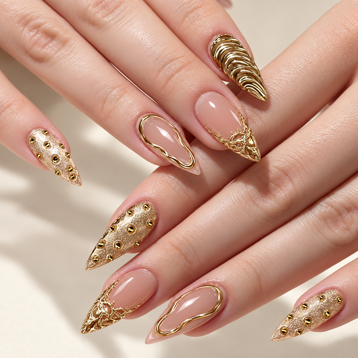 Sunset Reverie Molten Gold Press On Nails - image 1