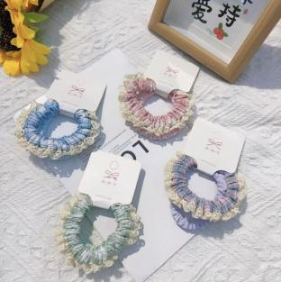 Color Plaid Ruffle Hair Ties 2pcs 2