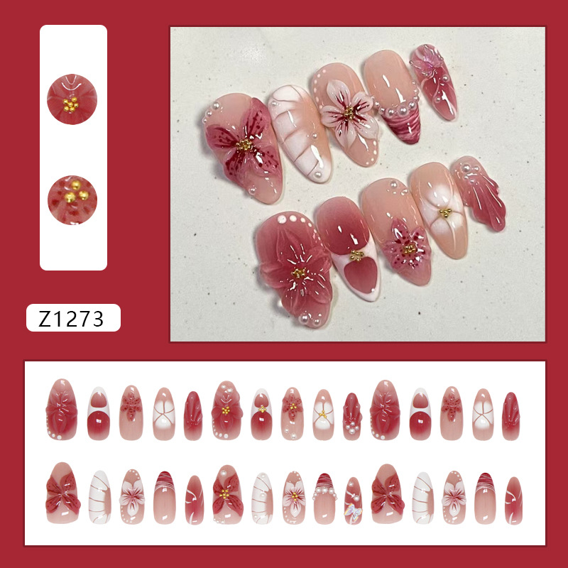 Pink Camellia Pearl Press On Nails 30 Piece Set - image 5