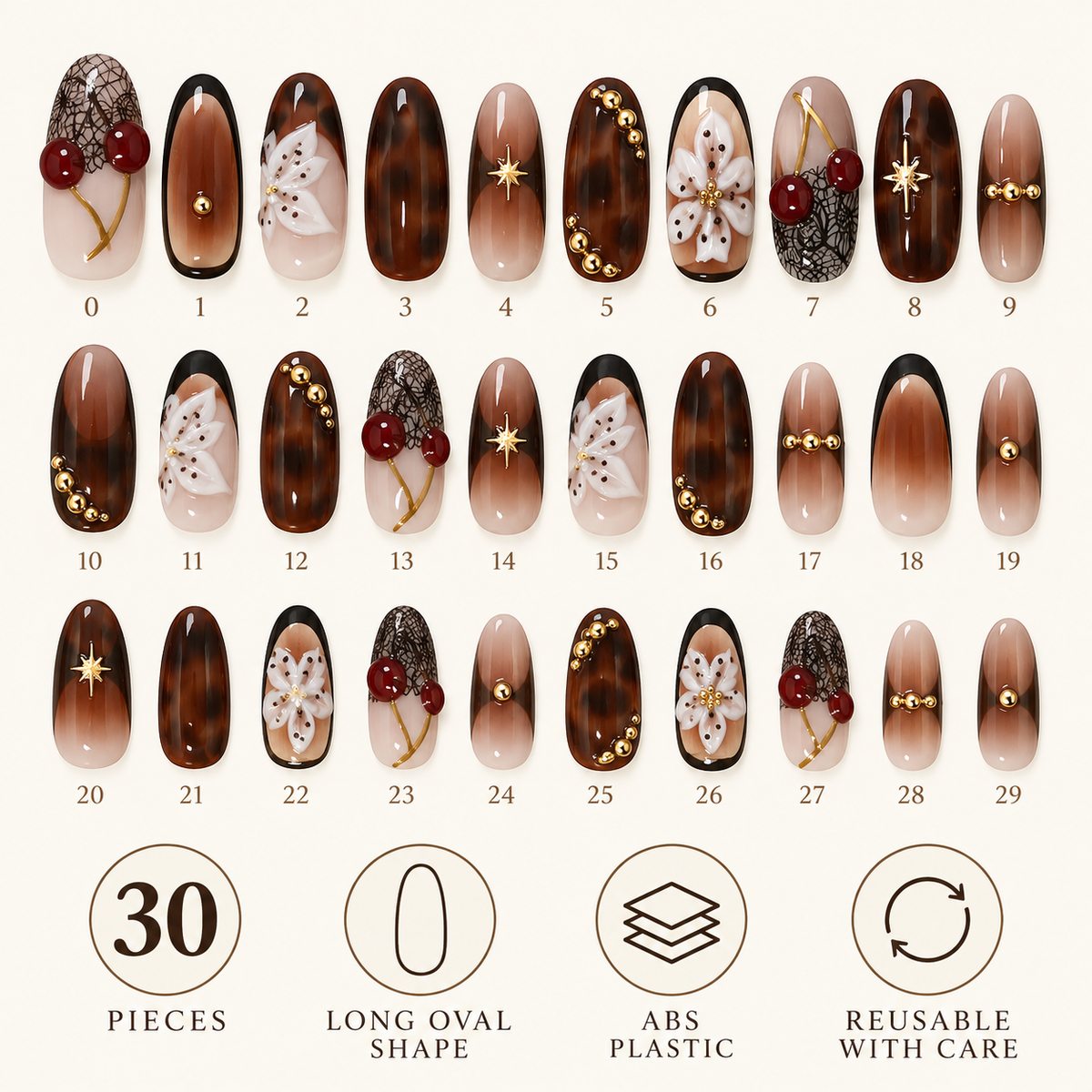 Shadow Floral Cherry French Press On Nails - image 4