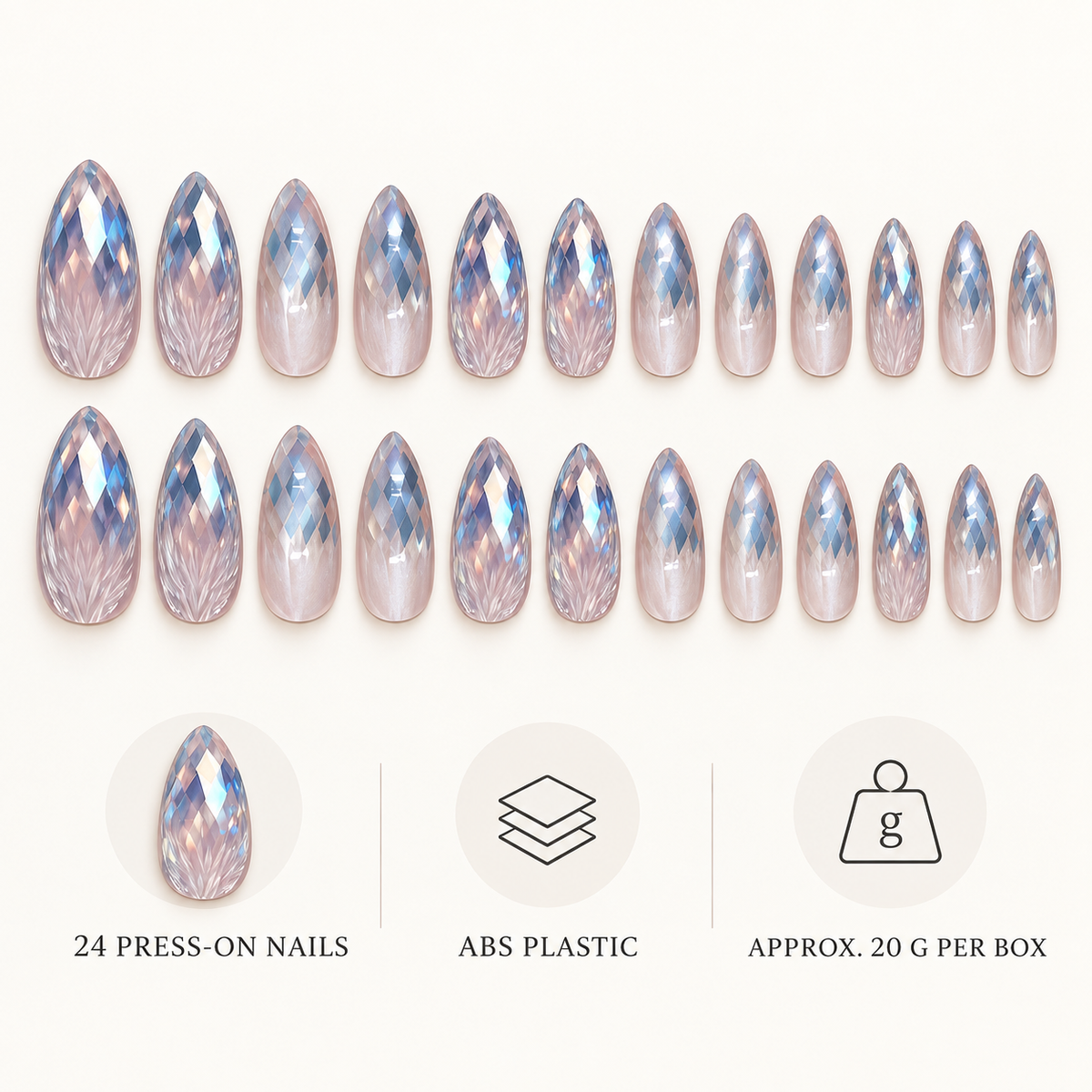 Dreamy Blue Cat Eye Geometric Press On Nail Set