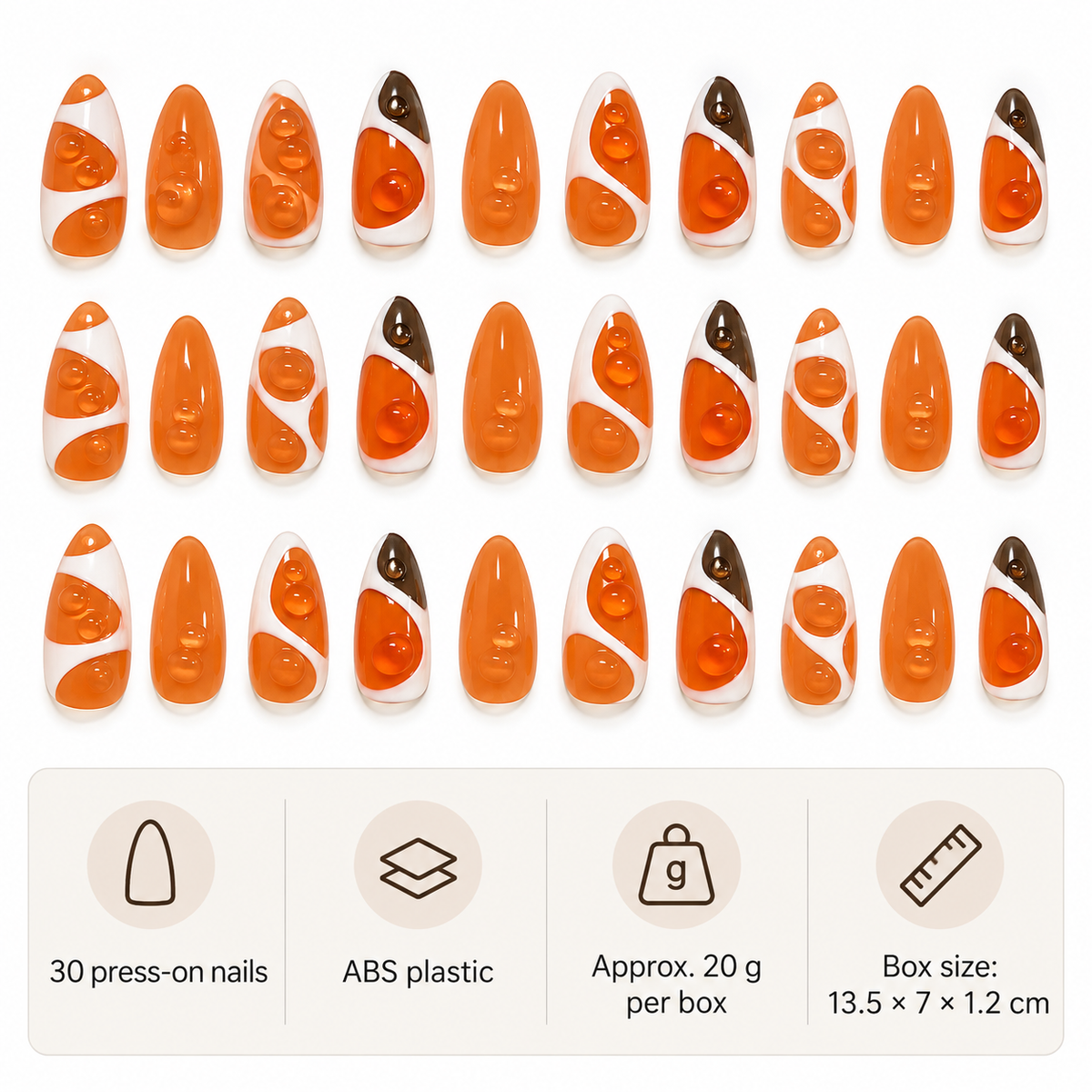 Orange Popsicle Bubble Press On Nail Set