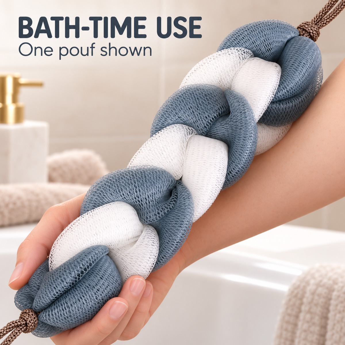 Braided Mesh Bath Pouf 6