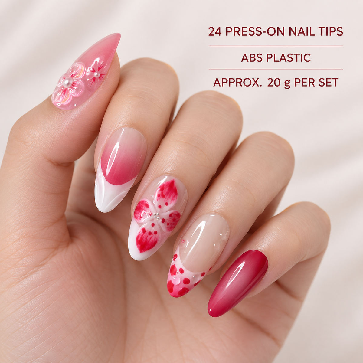 Rose Gradient Pearl Floral French Press On Nail Set · mproduct-55d2d25397a07470903d
