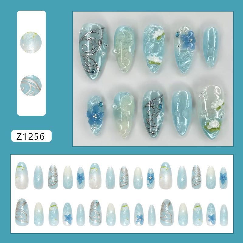 Cool Silver Sparkle Floral Starburst Press On Nail Set · mproduct-ac4147831fdeb65b0021