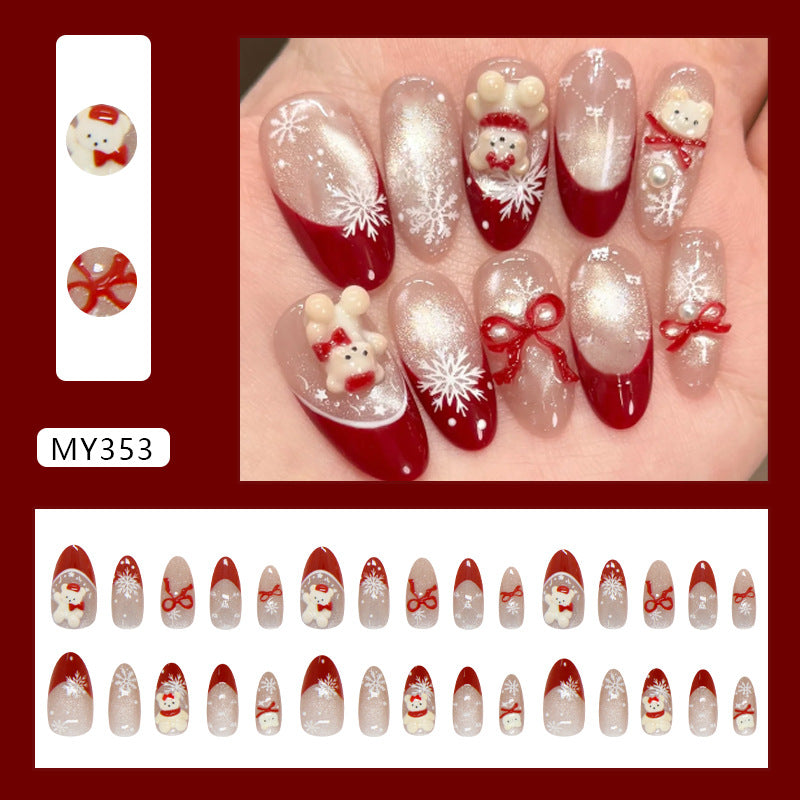 Creamy Apricot Christmas Teddy Cat Eye Press On Nail Set · mproduct-5eecd4dbc14a1b03bbf3