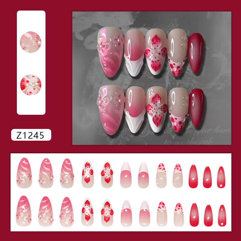 Rose Gradient Pearl Floral French Press On Nail Set · mproduct-32a9378875beff4226c3