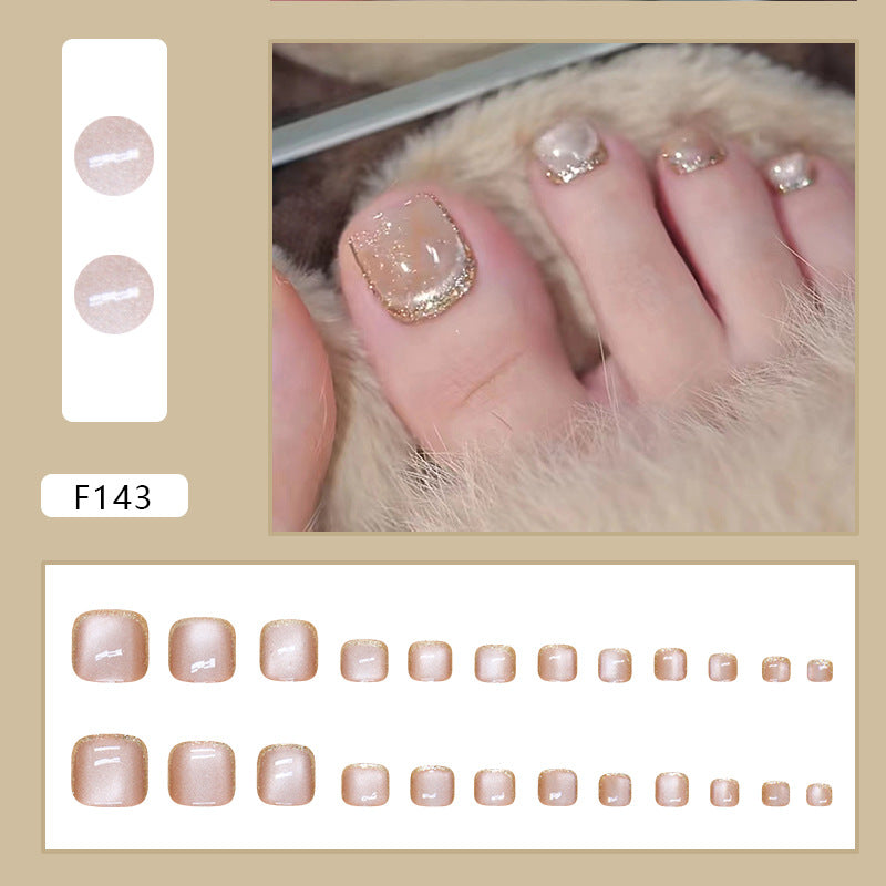 Golden Cat Eye French Press On Toenail Set · mproduct-6bba5985d822ed7dc355