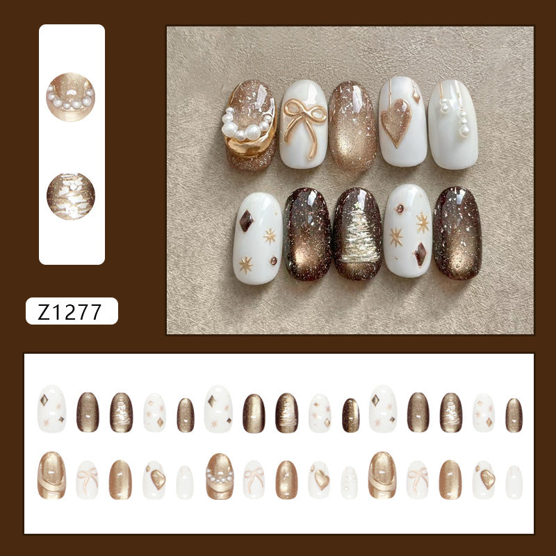 Champagne Golden Years Cat Eye Press On Nail Set · mproduct-85ab435837bc3cb72441