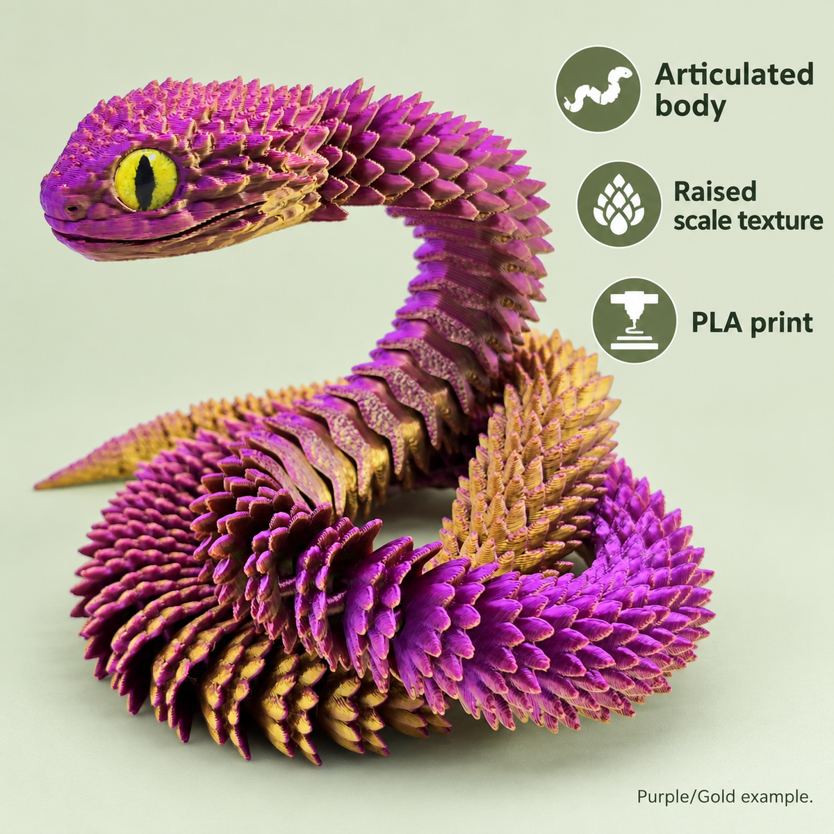 3D-Printed Articulated Viper Snake – 30 cm 8