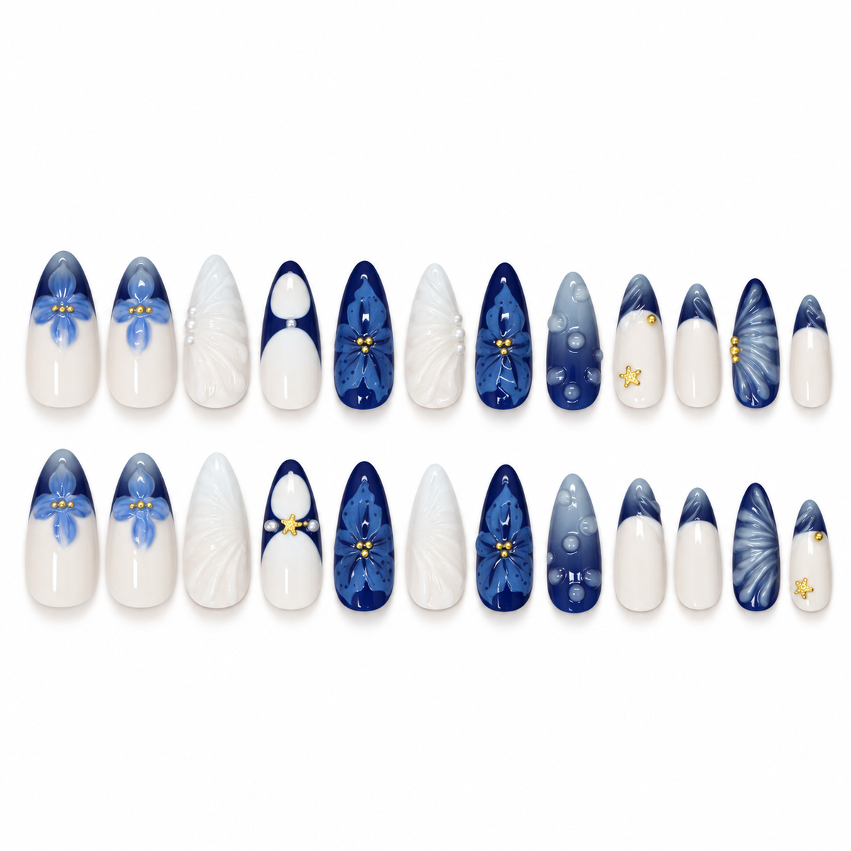 Vintage Blue Lily Pearl Press On Nails - image 2