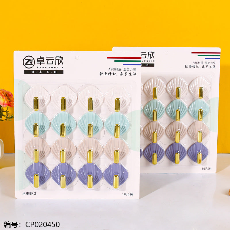 Zhuoyunxin 16-Pack Shell Hooks, Pastel Colors, ABS 2