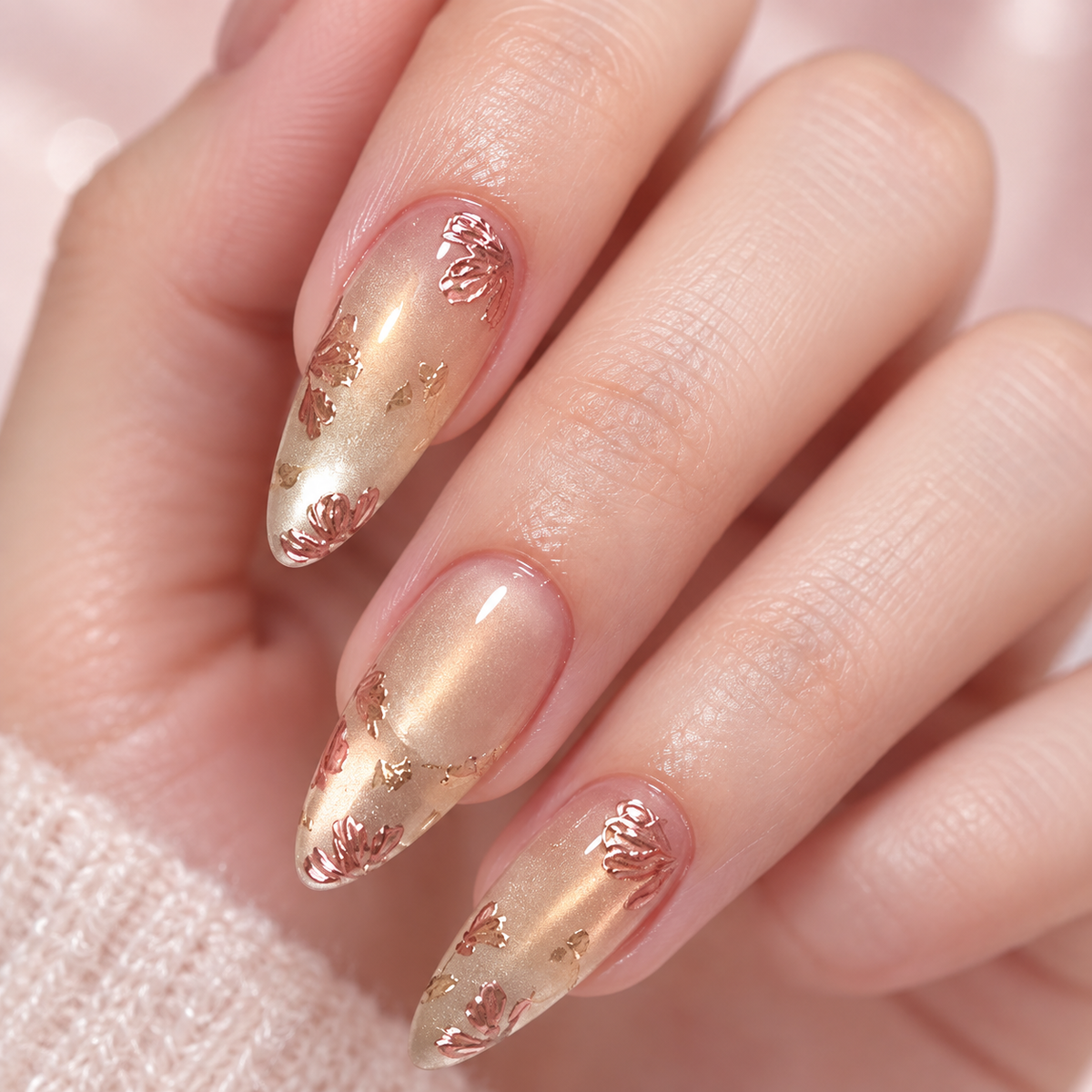 Dreamy Floral Cat Eye French Press On Nail Set