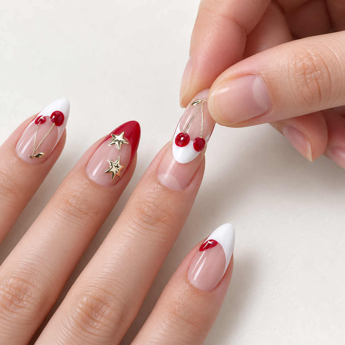 Gilded Star Cherry French Press On Nail Set image 6