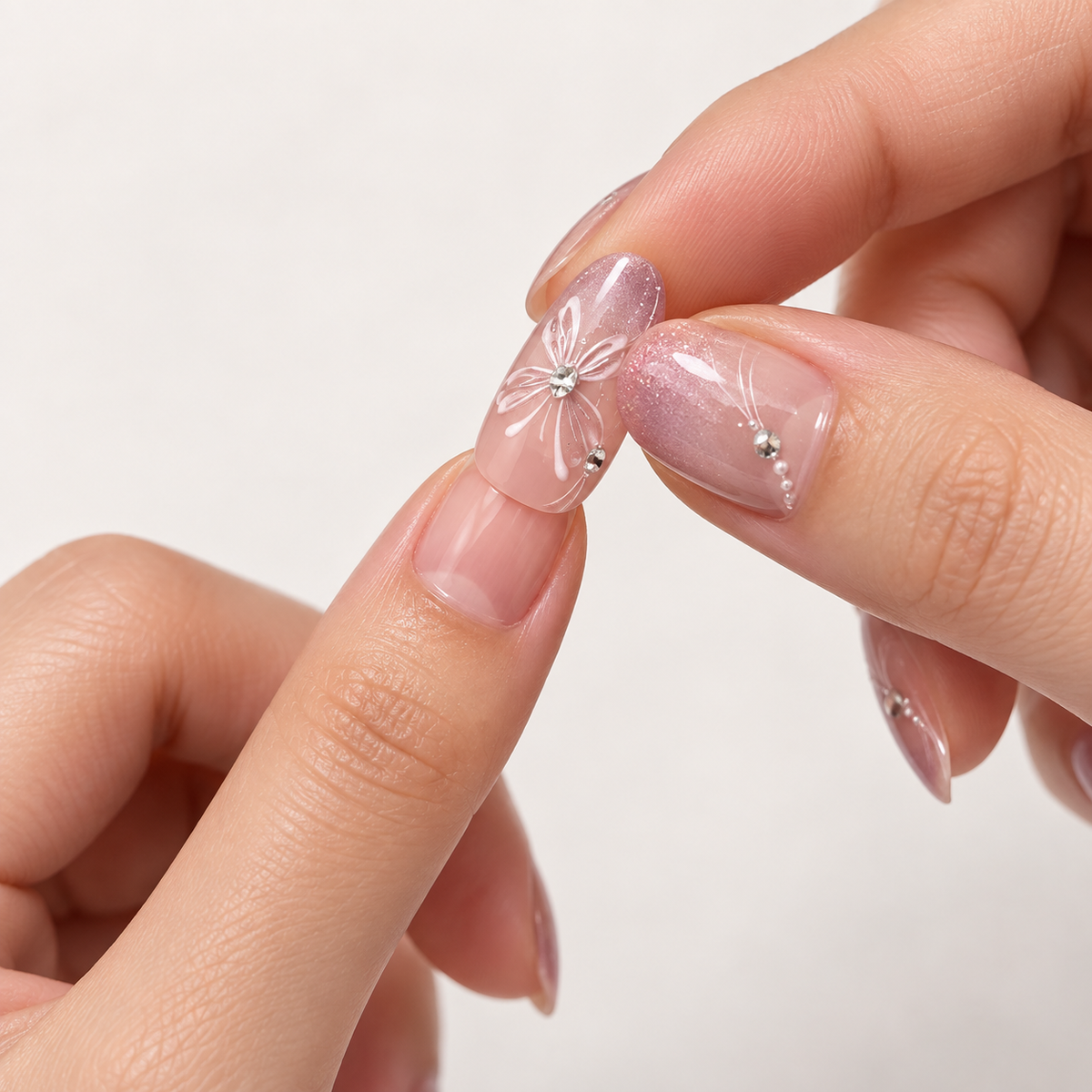 Luminous Butterfly Cat Eye Gradient Press On Nail Set