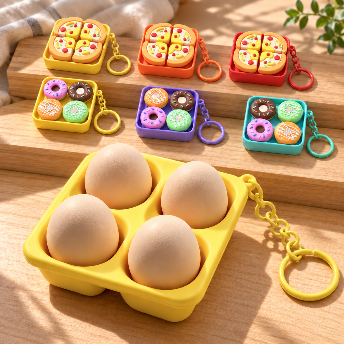 Four-Button Food Clicker Keychain