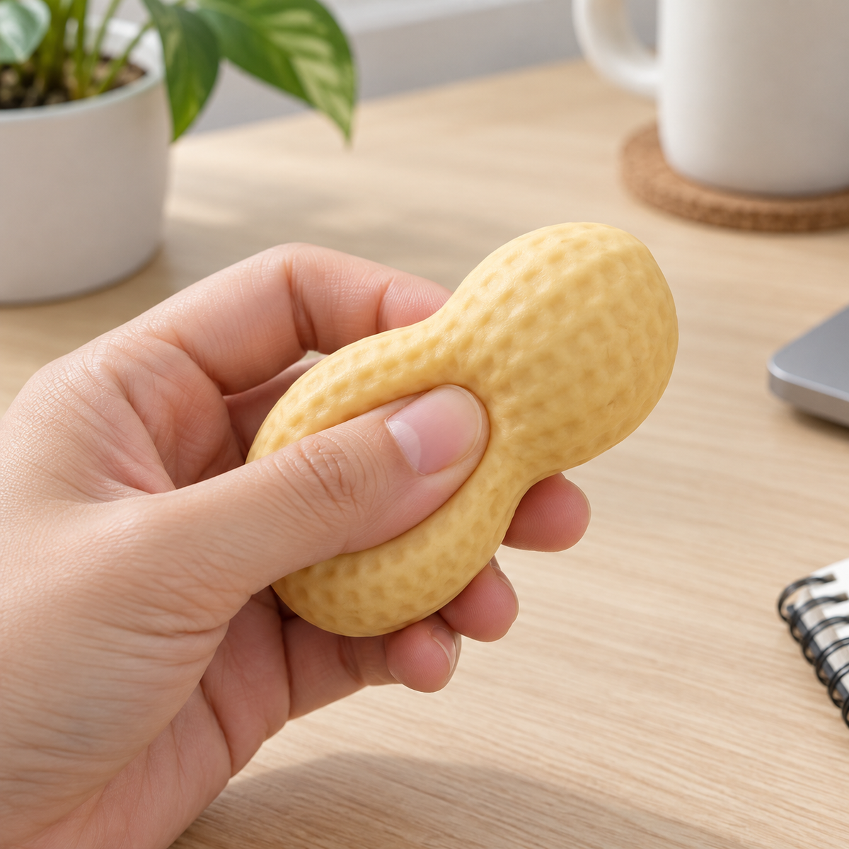 Peanut Shell Tactile Squishy Toy — in use