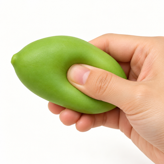Mini Colour-Changing Mango Squeeze Toy — hand squeeze main
