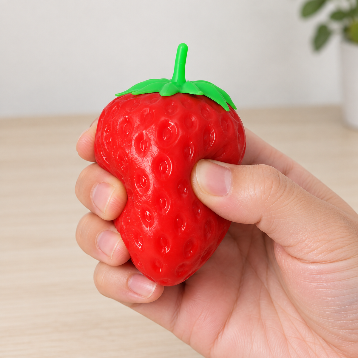 Pointed-Leaf Strawberry Tactile Toy — in use