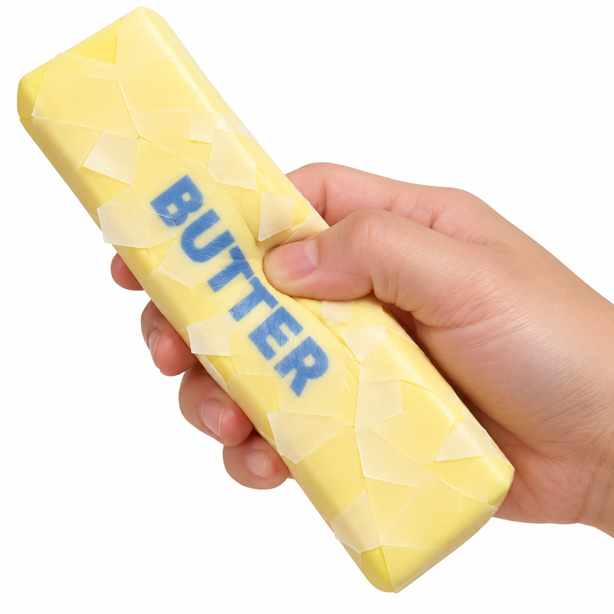 Yellow Crackle Butter Stick Squeeze Toy — hand squeeze main