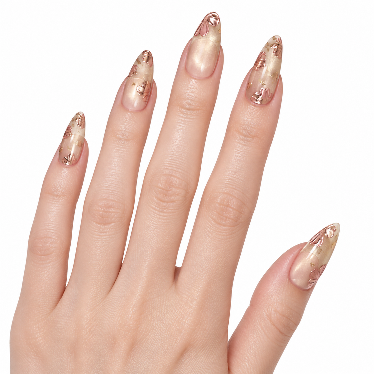 Dreamy Floral Cat Eye French Press On Nail Set