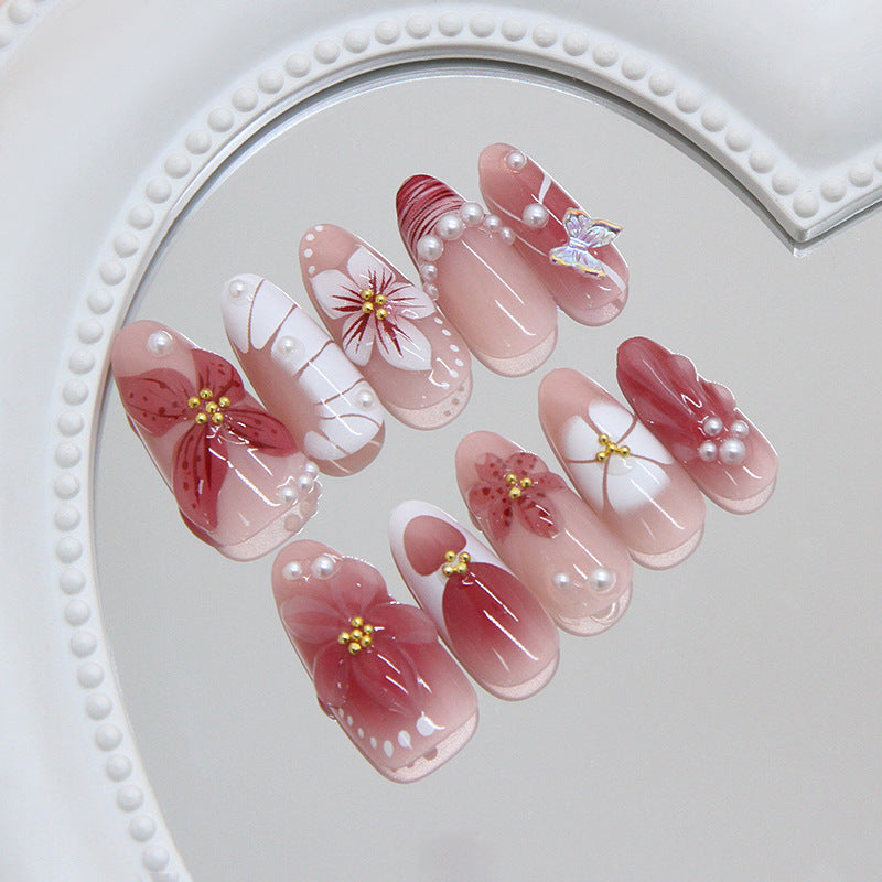 Pink Camellia Pearl Press On Nails 30 Piece Set - image 7