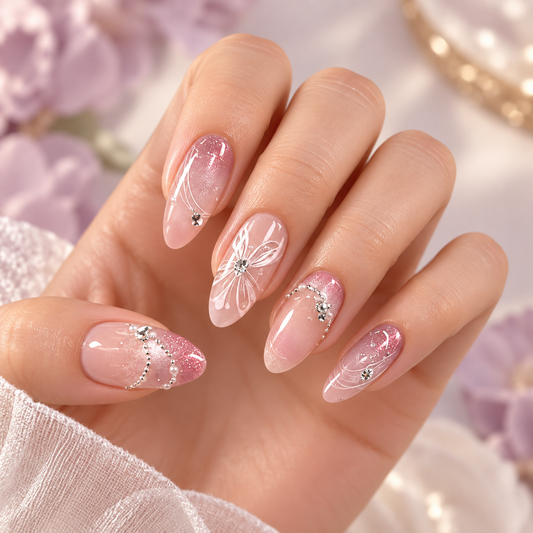 Luminous Butterfly Cat Eye Gradient Press On Nail Set