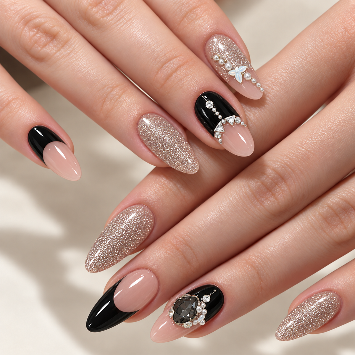 Deep Night Cat Eye Butterfly Press On Nails - image 1