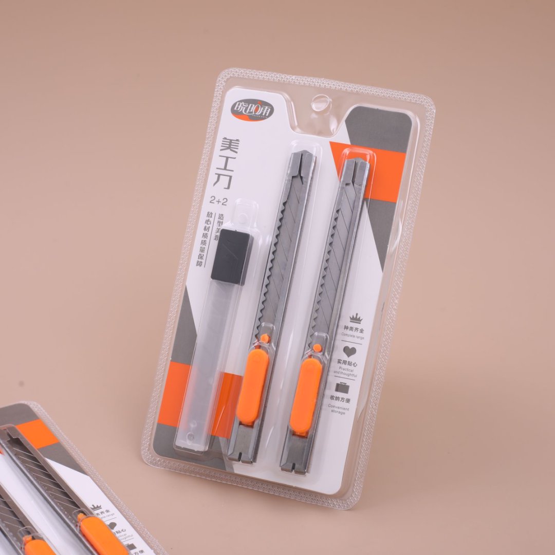 Orange Handled Stainless Steel Utility Knife Set 2