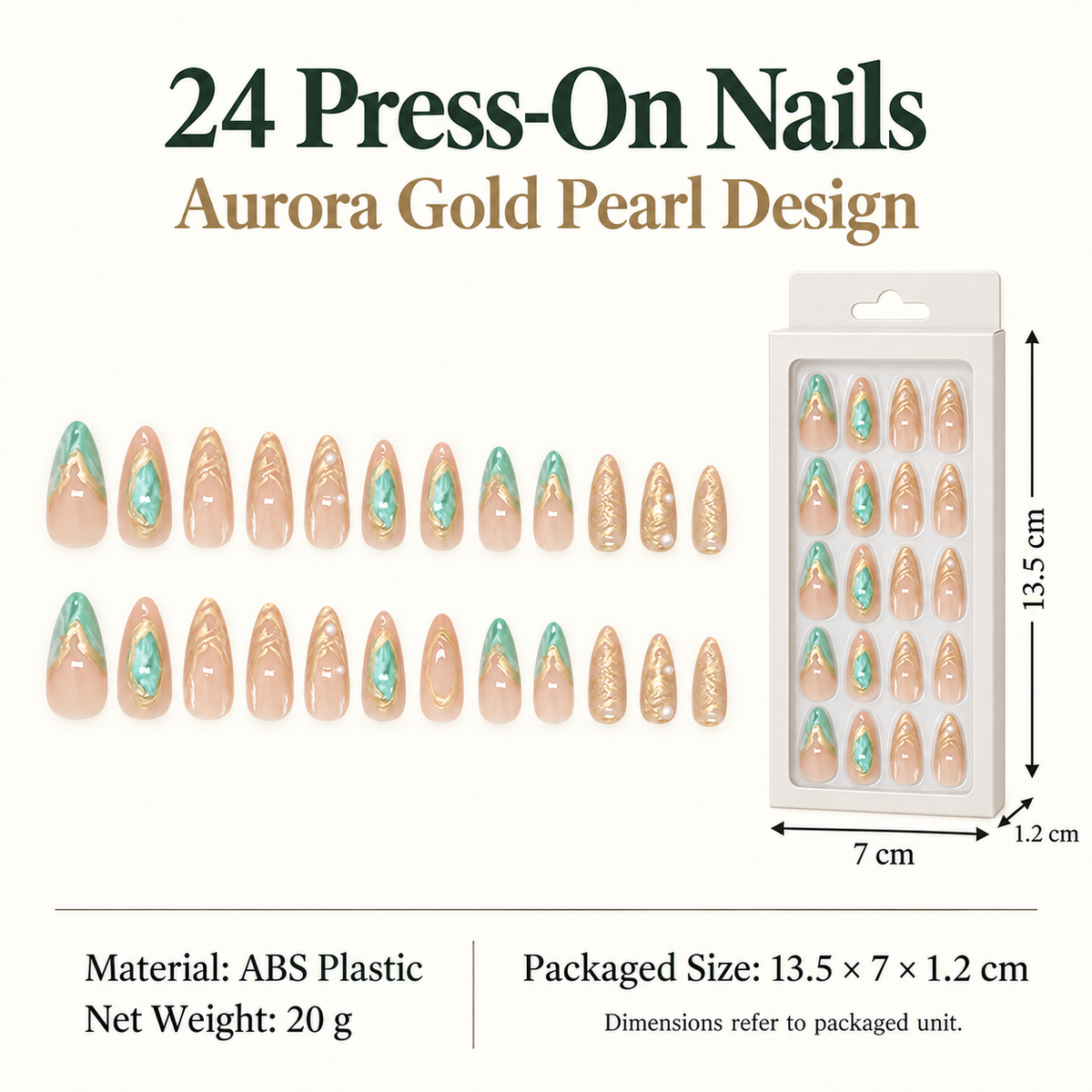 Aurora Sand Gold French Pearl Press On Nails - image 4