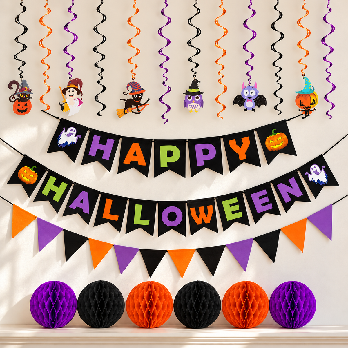 Halloween Party Decoration Set – Purple, Black & Orange 2