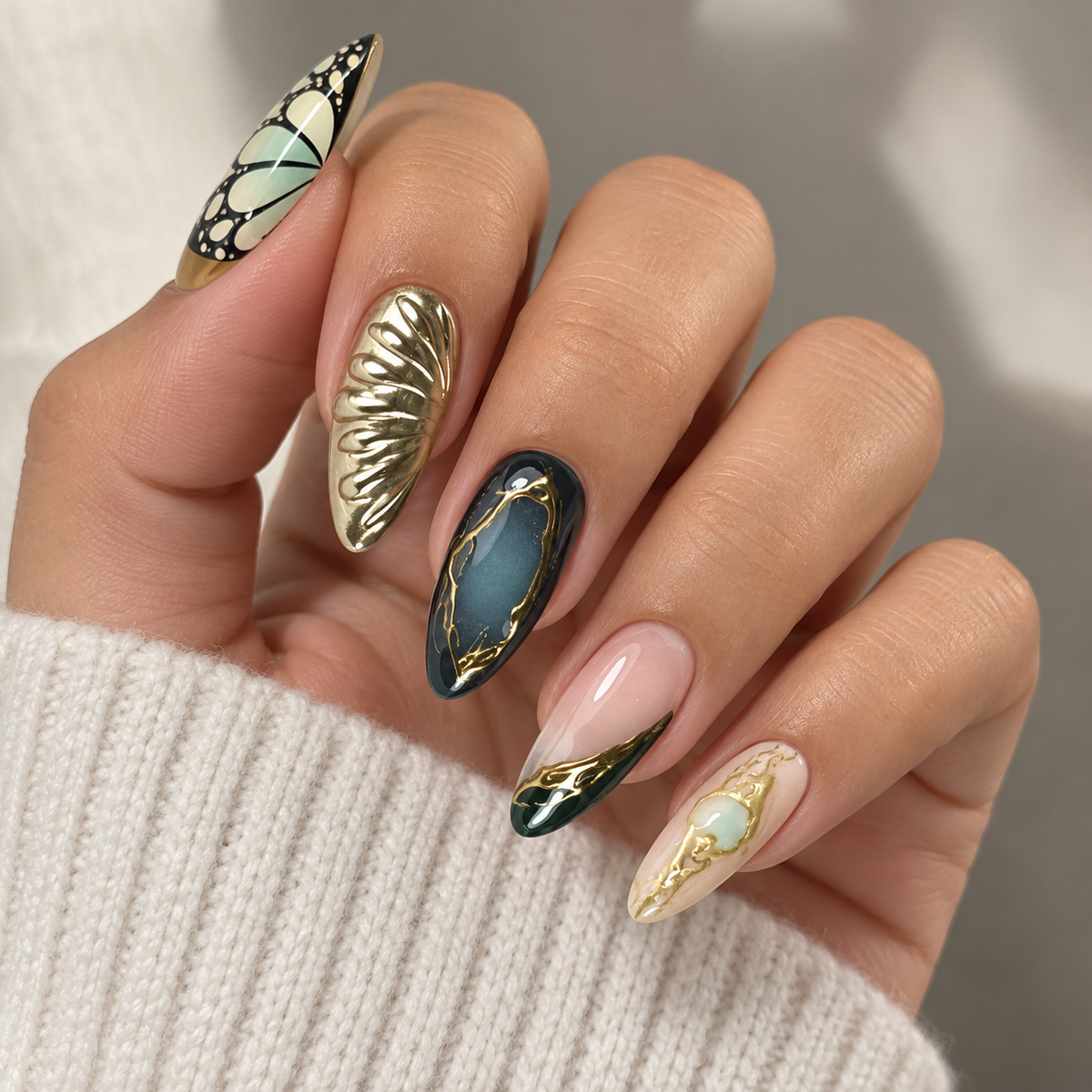 Midnight Galaxy Dark Wave French Press On Nail Set