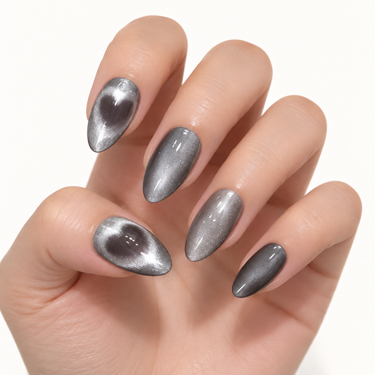 Heart Glow Cat Eye Almond Press On Nail Set