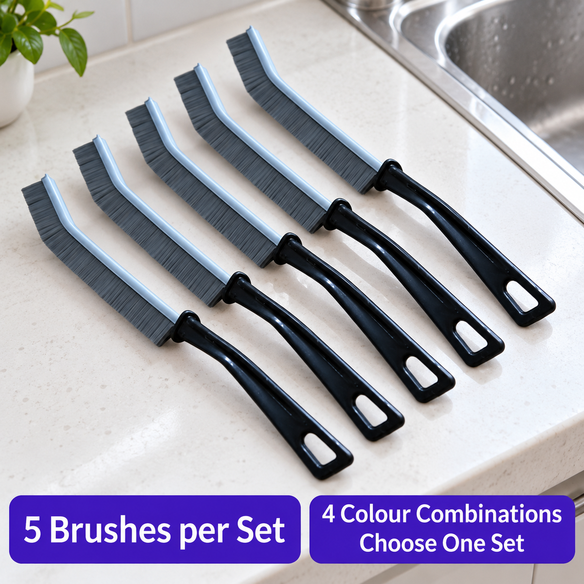 5-Pack Curved Crevice Cleaning Brushes 4