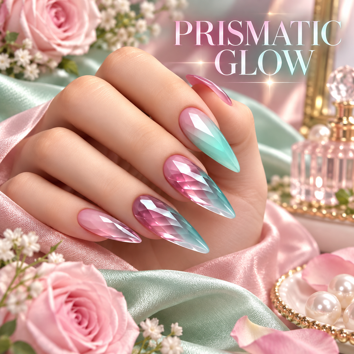 Glazed Cat Eye Gradient Almond Press On Nails - image 3