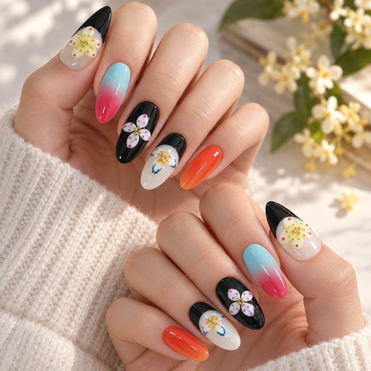 Translucent Osmanthus French Almond Press On Nail Set
