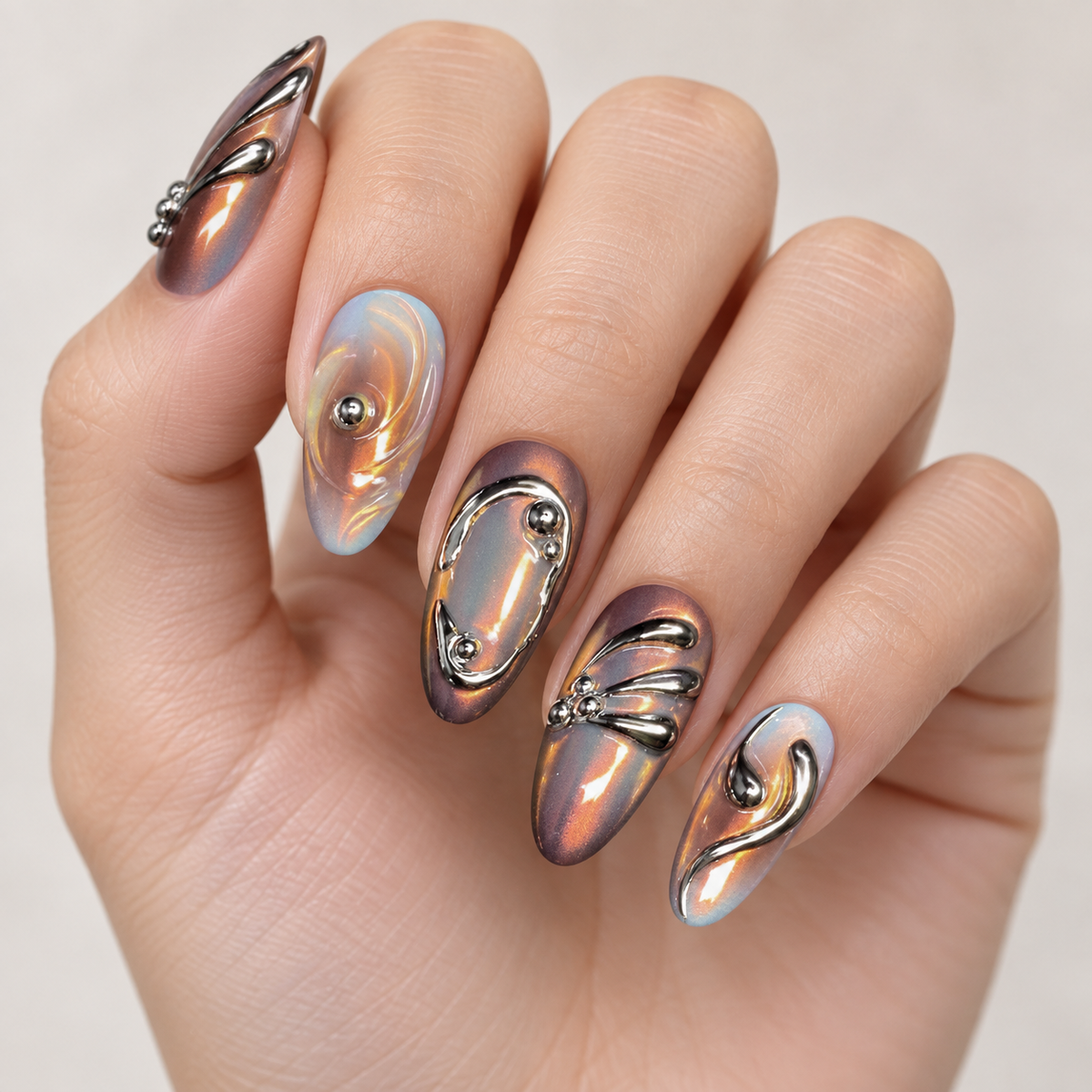 Starlit Irregular Metallic Ombré Press On Nail Set
