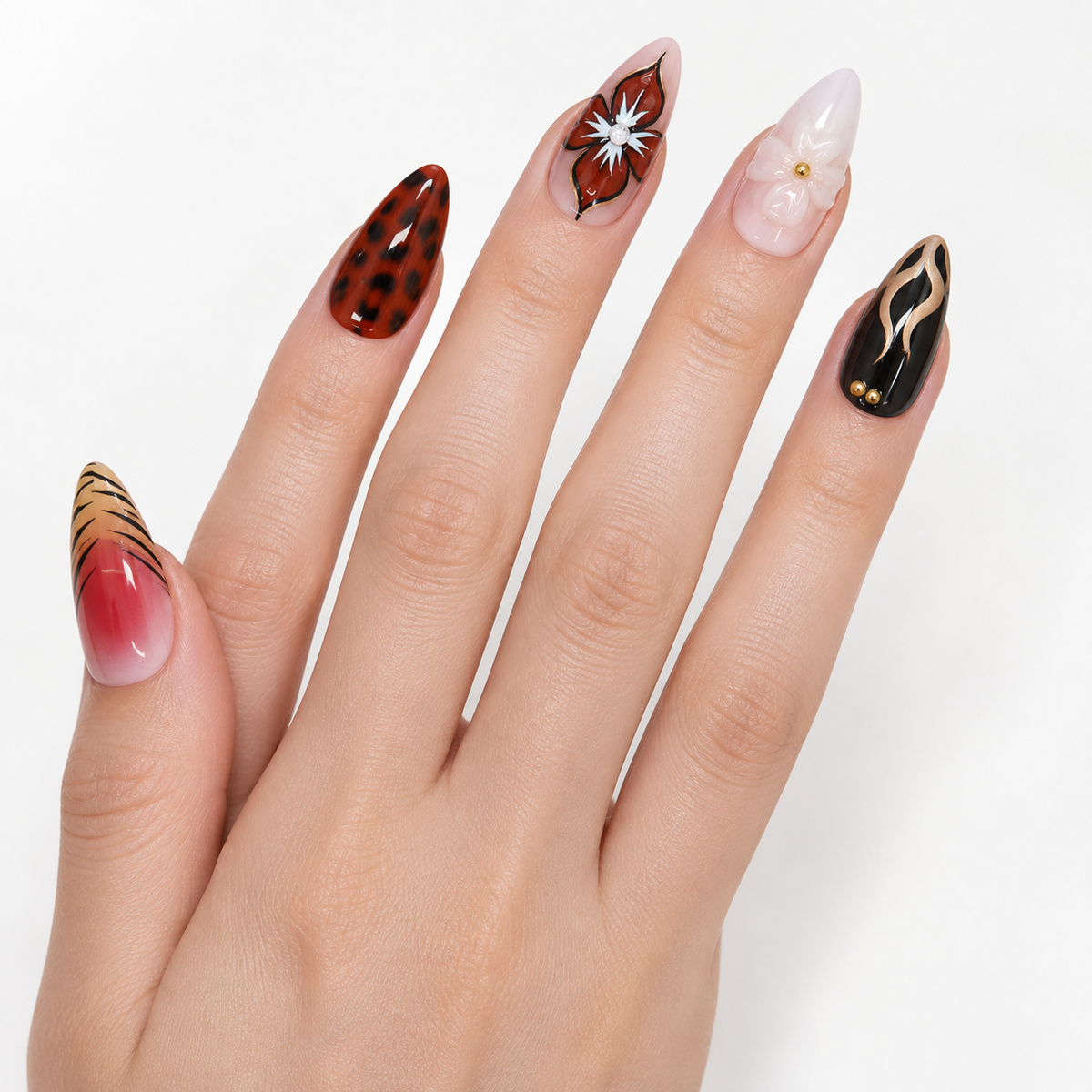 Mountain Dusk Leopard Cat Eye Press On Nail Set