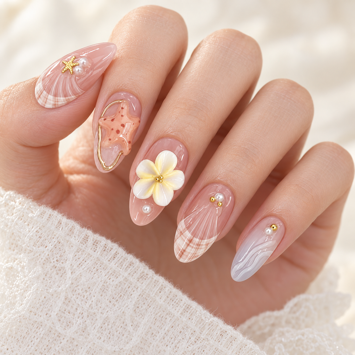 Phantom Starfish Pearl Ombré Press On Nail Set