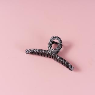 Black and White Check Fabric Hair Claw 13cm
