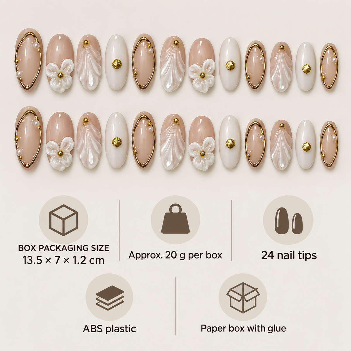 White Butterfly Pearl Wave Press On Nails - image 3