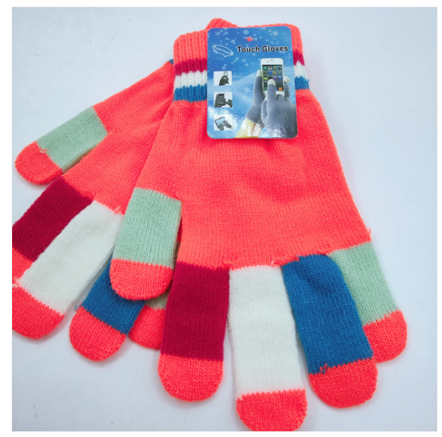 Touchscreen Knit Gloves with Colorful Stripes 2