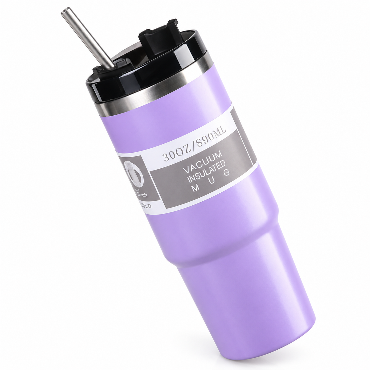 30 oz Rotation-Lid Tumbler with Metal Straw 2