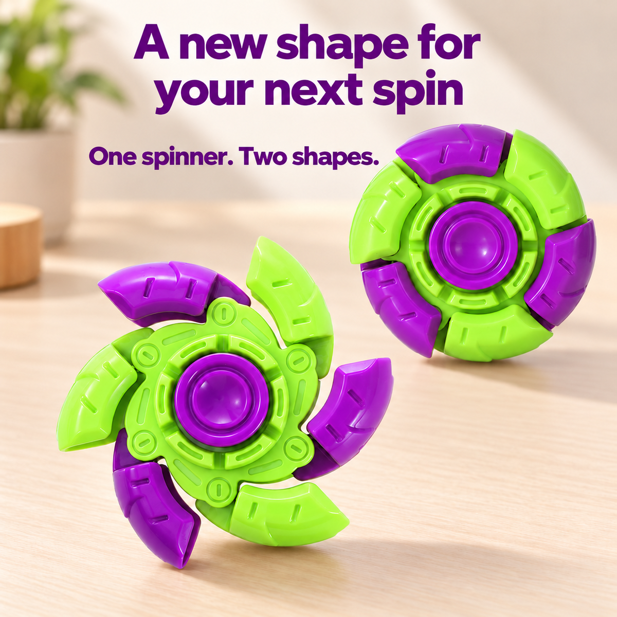 6-Blade Expanding Fidget Spinner – Green & Purple 5