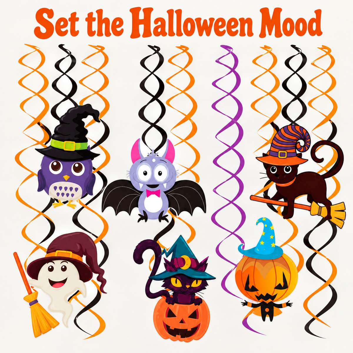 Halloween Character Hanging Decorations with Swirls 5